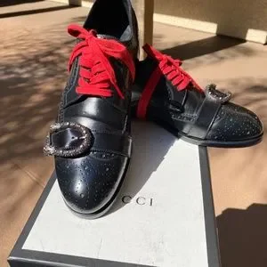 GUCCI QUEERCORE Medallion Wingtip Oxford Brogues  496266 G9.5=US10 Gucci Calfskin Bee Embroidered Mens Queercore Brogue Wingtip  main image 4